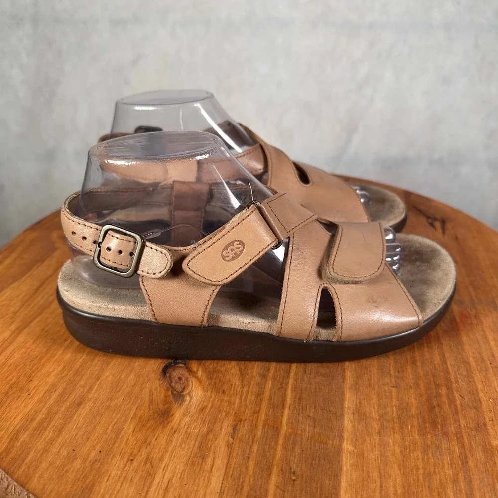 SAS Tripad Comfort Sandals Womens 8.5W Tan Good Adjustable Leather Walking Shoes